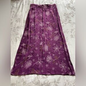 Vintage Purple Brown Floral Rayon Midi Maxi Skirt 6 Phoebe Buffay 90s Fairycore